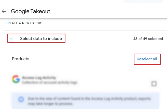 click on Deselect all option